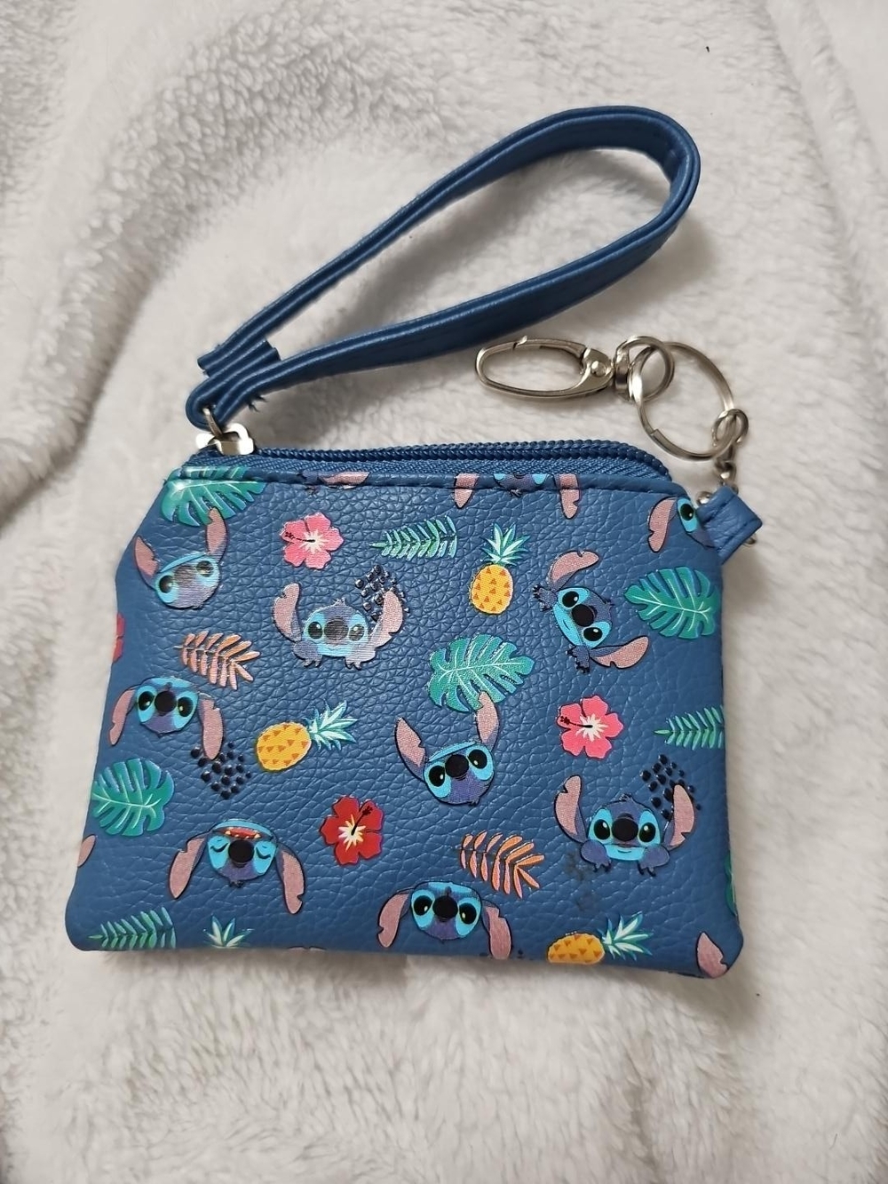 Disney Blue Stitch Coin Wristlet with Teal Lining